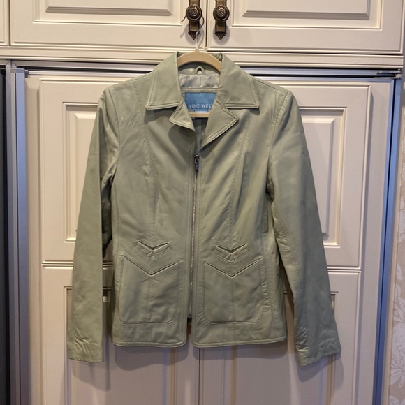 Nine West Jackets & Coats Never Worn Light Green Leather Jacket